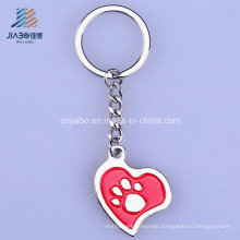 Free Sample Zinc Alloy Silver 3.5*3.1cm Red Enamel Metal Keychain for Promotion